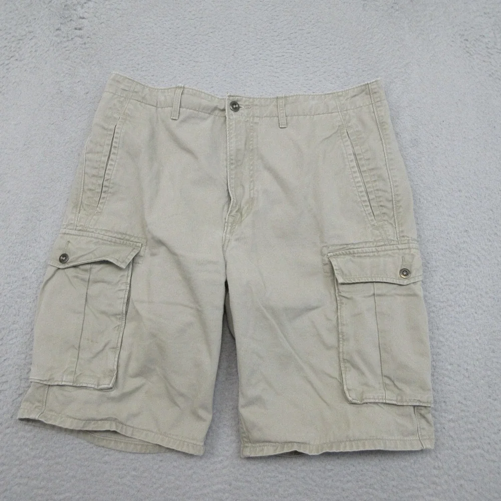 Levis Cargo Shorts Mens 34x11‎ Beige 100% Cotton Canvas Utility Hiking Outdoor